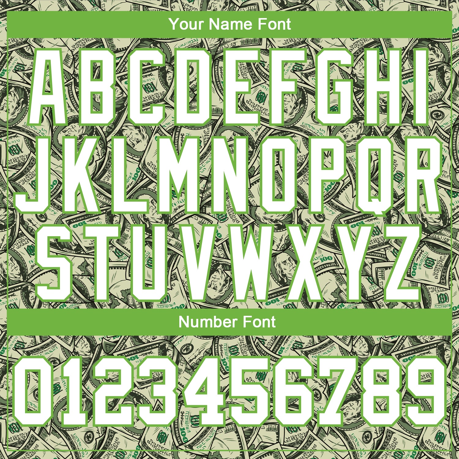 Custom Green White-Neon Green Dollar 3D Pattern Long Sleeve Performance T-Shirt