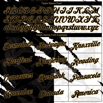 Custom Graffiti Pattern Black-Old Gold Scratch 3D Long Sleeve Performance T-Shirt