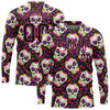 Custom 3D Pattern Halloween Skulls With Floral Long Sleeve Performance T-Shirt