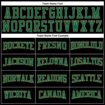 Custom Black Kelly Green-Old Gold Long Sleeve Performance T-Shirt