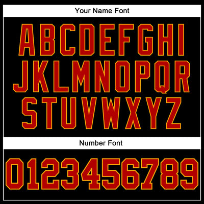 Custom Black Red-Gold Long Sleeve Performance T-Shirt