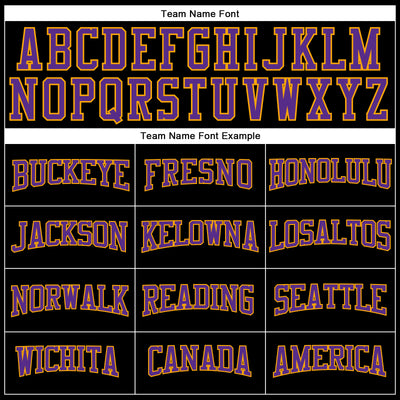 Custom Black Purple-Gold Long Sleeve Performance T-Shirt