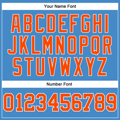 Custom Powder Blue Orange-White Long Sleeve Performance T-Shirt