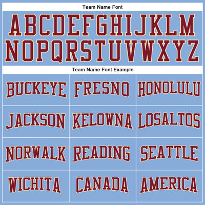 Custom Light Blue Crimson-Cream Long Sleeve Performance T-Shirt