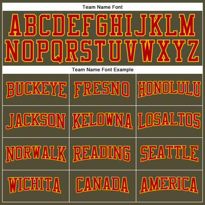 Custom Olive Red-Gold Long Sleeve Performance Salute To Service T-Shirt