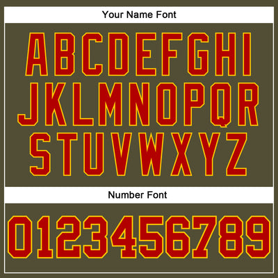 Custom Olive Red-Gold Long Sleeve Performance Salute To Service T-Shirt