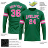 Custom Kelly Green Pink-White Long Sleeve Performance Salute To Service T-Shirt