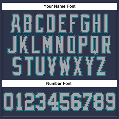 Custom Navy Gray-Aqua Long Sleeve Performance Salute To Service T-Shirt