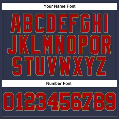 Custom Navy Red-Old Gold Long Sleeve Performance Salute To Service T-Shirt