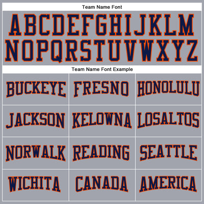 Custom Gray Navy-Orange Long Sleeve Performance T-Shirt