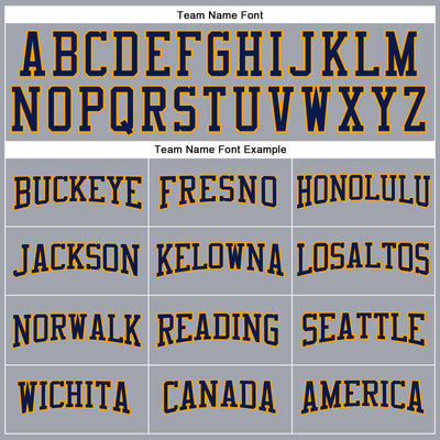 Custom Gray Navy-Gold Long Sleeve Performance T-Shirt