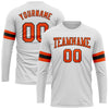 Custom White Orange-Black Long Sleeve Performance T-Shirt
