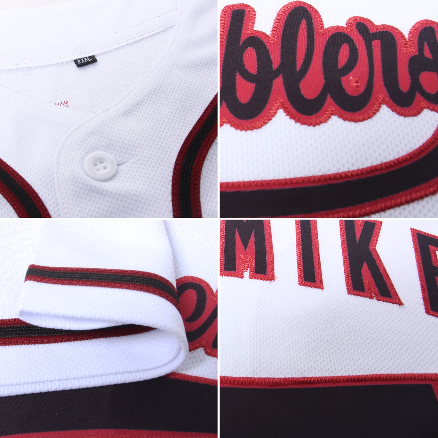 Custom White Black-Crimson Authentic Baseball Jersey