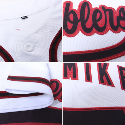 Custom White Black-Crimson Authentic Baseball Jersey