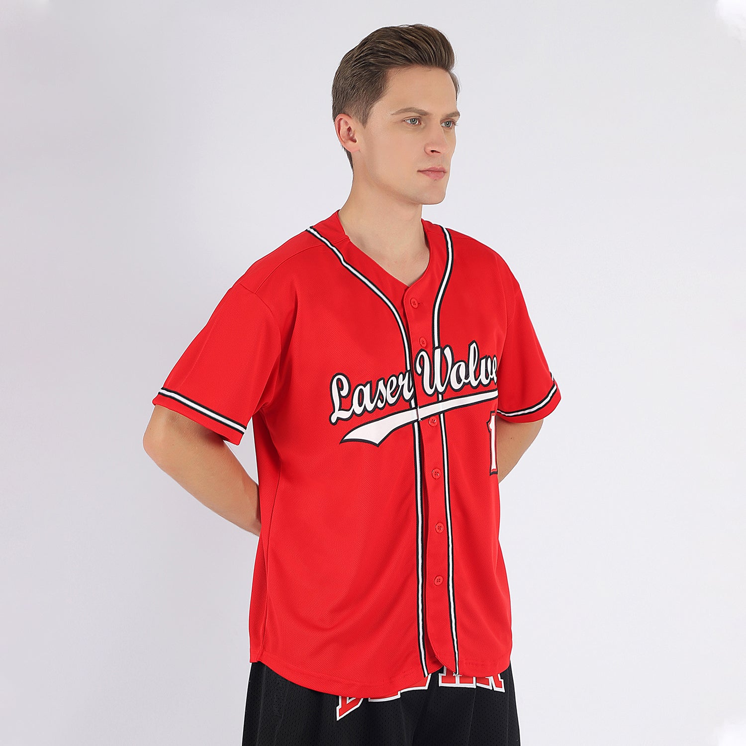 Custom Baseball Jersey Red White-Black Authentic Men's Size:M