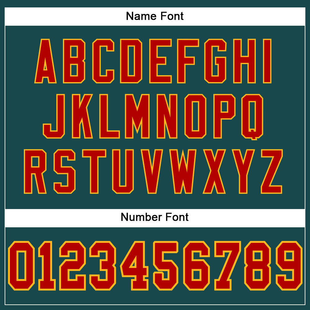 Custom Midnight Green Red-Gold Mesh Authentic Football Jersey