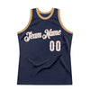 Custom Navy White-Old Gold Authentic Throwback Basketball Jersey