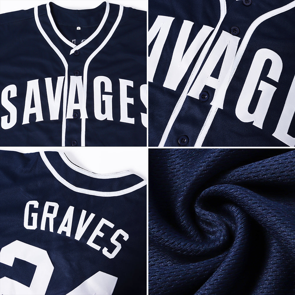 Custom Navy Navy-Orange Authentic Baseball Jersey