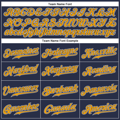 Custom Navy Gold-White Authentic Sleeveless Baseball Jersey