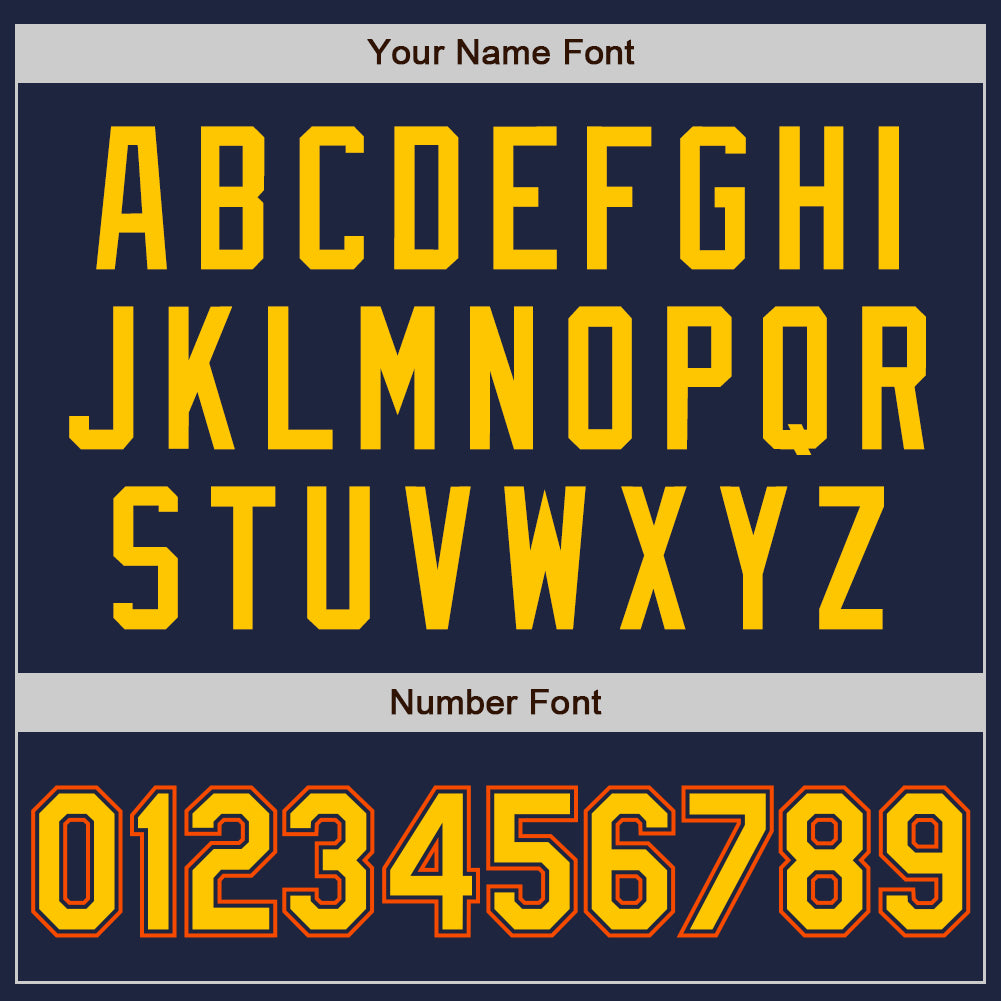 Custom Navy Gold-Orange Authentic Baseball Jersey