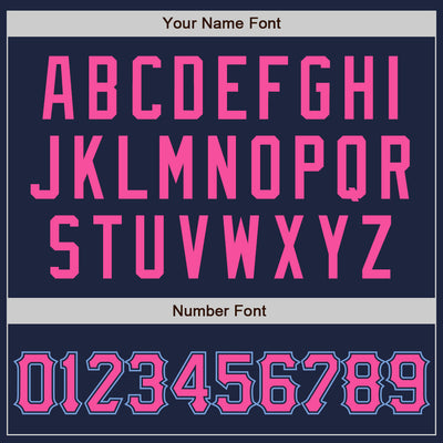 Custom Navy Pink-Light Blue Authentic Baseball Jersey