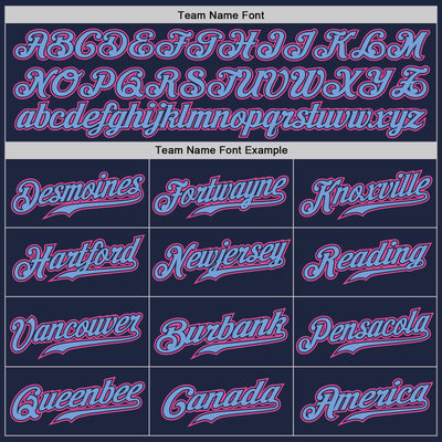 Custom Navy Pink-Light Blue Authentic Baseball Jersey