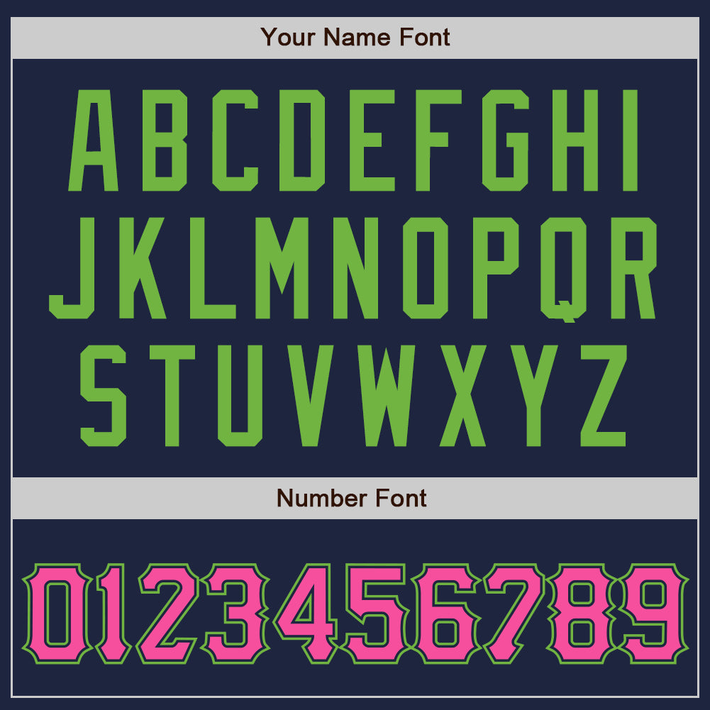 Custom Navy Pink-Neon Green Authentic Baseball Jersey