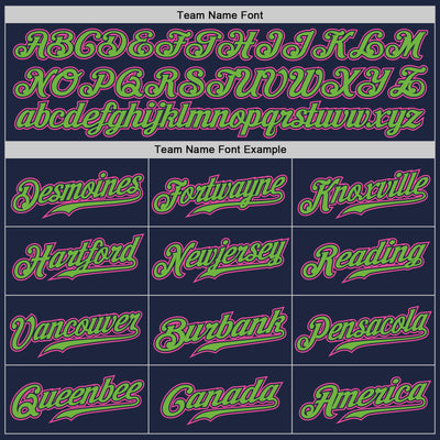 Custom Navy Pink-Neon Green Authentic Baseball Jersey
