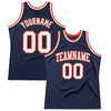 Custom Navy White-Orange Authentic Throwback Basketball Jersey