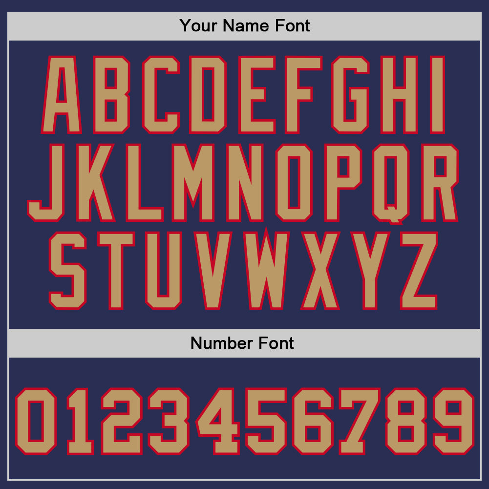 Custom Navy Old Gold-Red Authentic Throwback Basketball Jersey