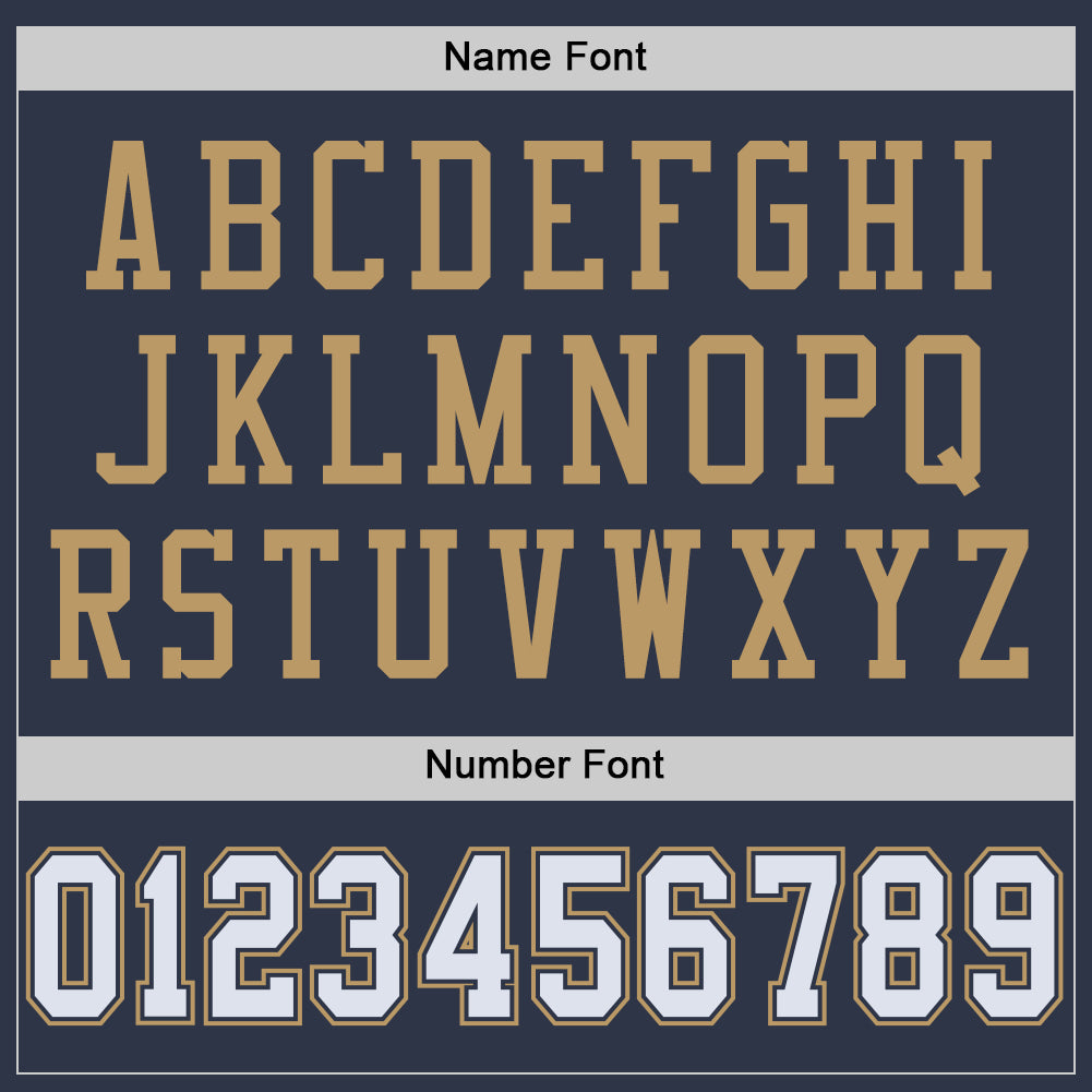 Custom Navy White-Old Gold Mesh Authentic Throwback Football Jersey