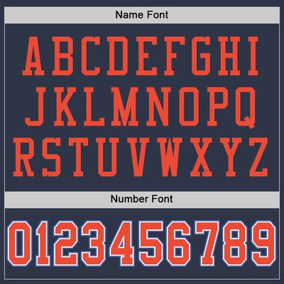 Custom Navy Orange-Blue Mesh Authentic Throwback Football Jersey