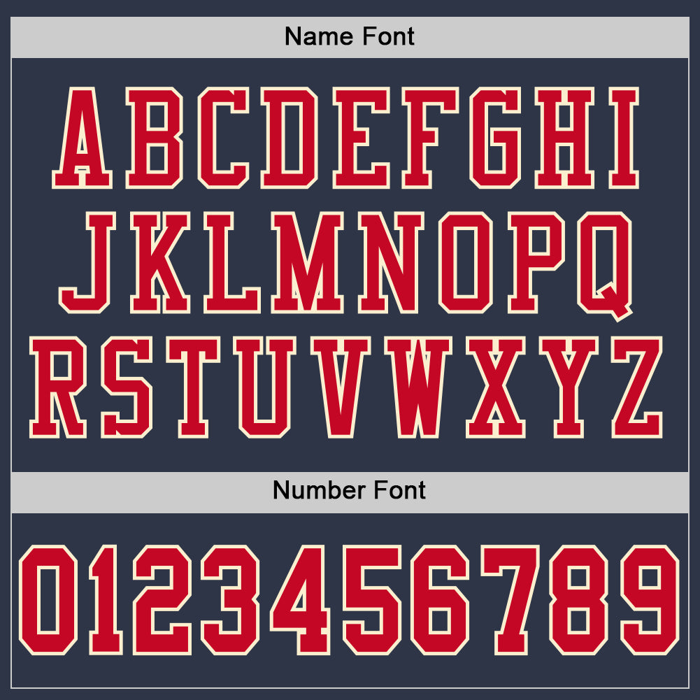 Custom Navy Red-Cream Mesh Authentic Throwback Football Jersey