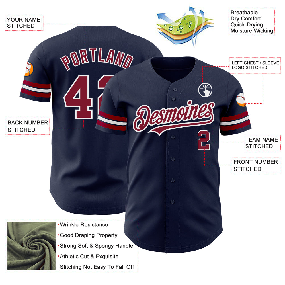 Custom Navy Crimson-White Authentic Baseball Jersey