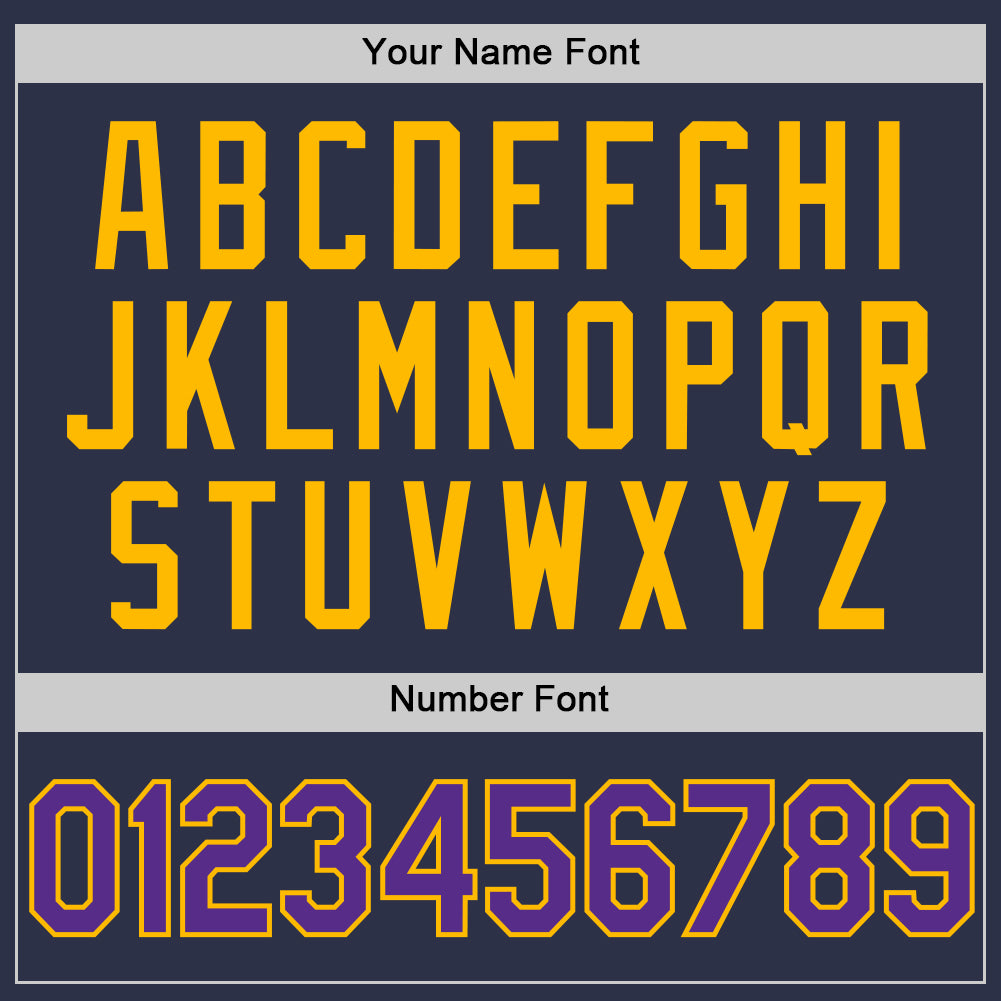 Custom Navy Purple-Gold Authentic Throwback Baseball Jersey