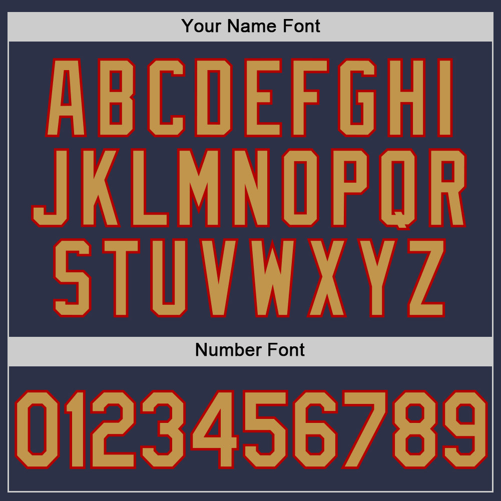 Custom Navy Old Gold-Red Authentic Throwback Baseball Jersey