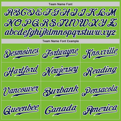 Custom Neon Green Navy Pinstripe Navy-White Authentic Baseball Jersey