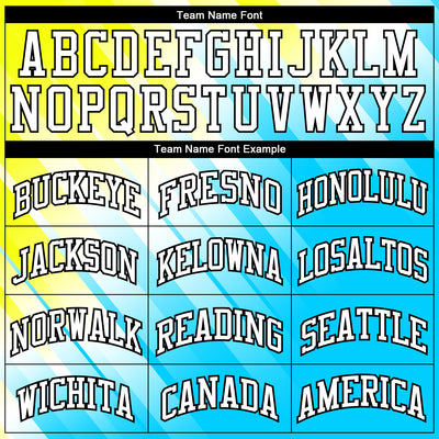 Custom Neon Green White-Light Blue Round Neck Sublimation Basketball Suit Jersey