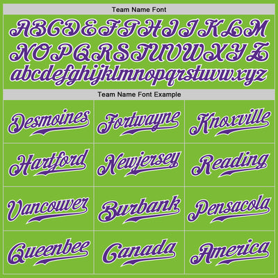 Custom Neon Green Purple-White Authentic Baseball Jersey