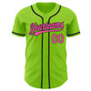 Custom Neon Green Pink-Black Authentic Baseball Jersey