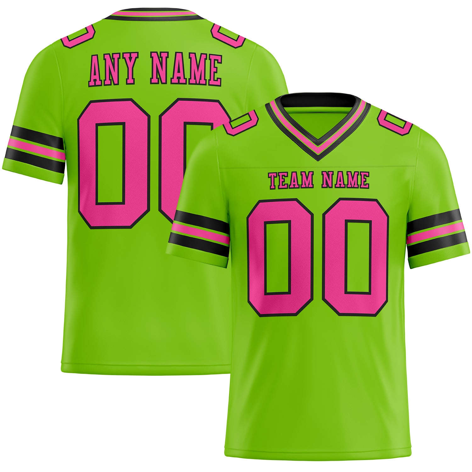 Custom Neon Green Pink-Black Authentic Football Jersey