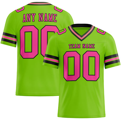 Custom Neon Green Pink-Black Authentic Football Jersey