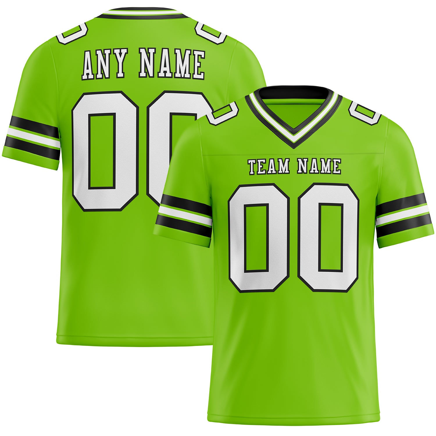 Custom Neon Green White-Black Authentic Football Jersey