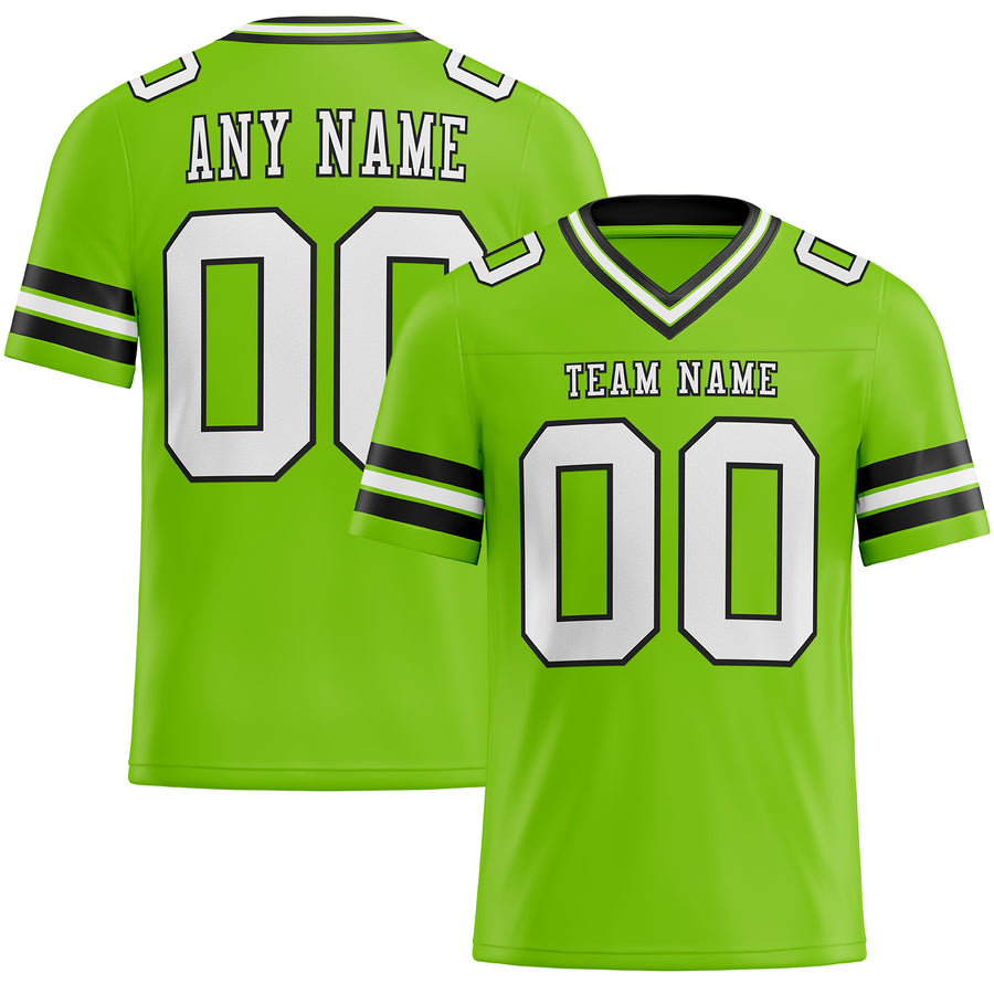 Custom Neon Green White-Black Authentic Football Jersey