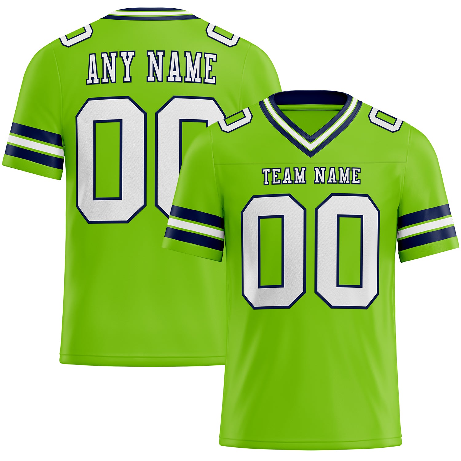 Custom Neon Green White-Navy Authentic Football Jersey