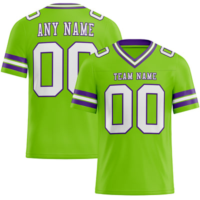 Custom Neon Green White-Purple Authentic Football Jersey