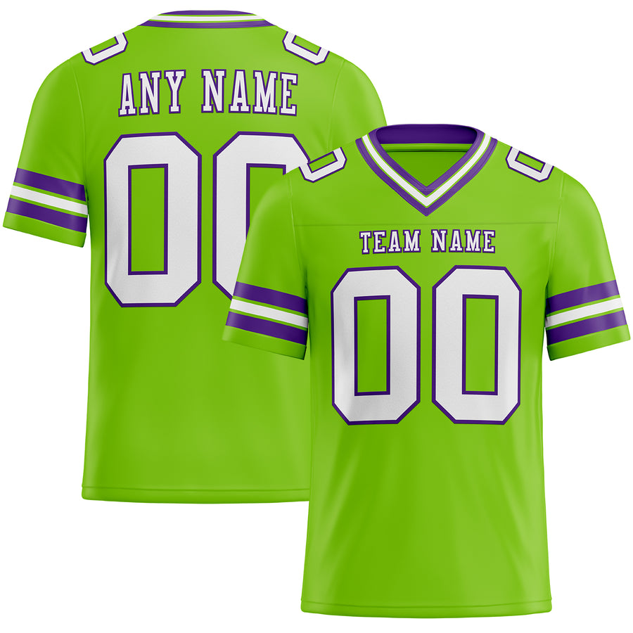 Custom Neon Green White-Purple Authentic Football Jersey