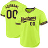 Custom Neon Green Black-Old Gold Authentic Throwback Baseball Jersey