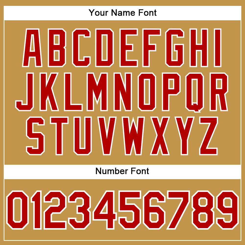 Custom Old Gold Red-White Performance T-Shirt