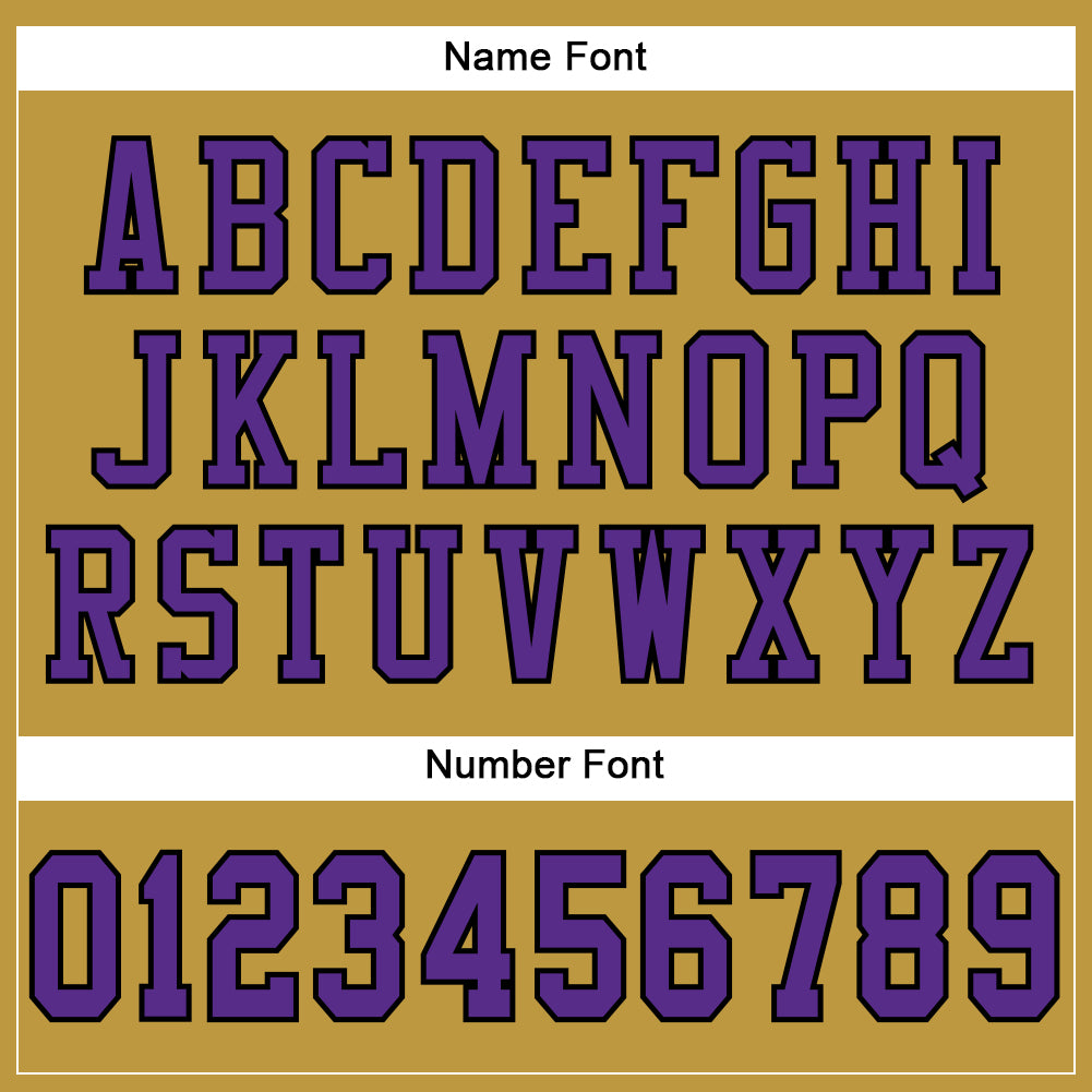 Custom Old Gold Purple-Black Mesh Authentic Football Jersey